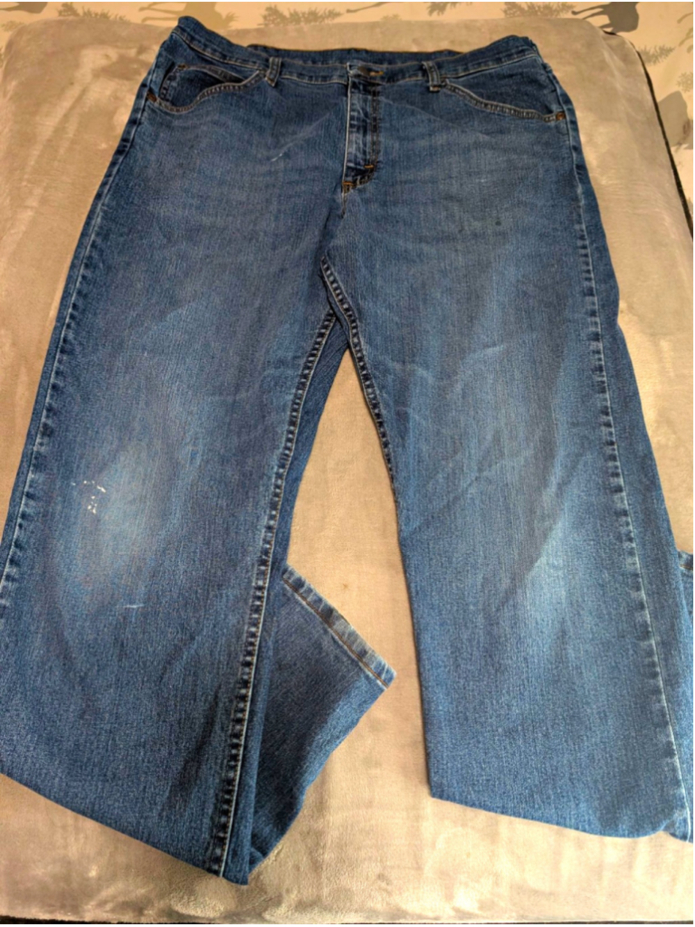 Wrangler Premium Quality Jeans Mens 36x34 5 Pocket Wash Blue Denim 100% Cotton